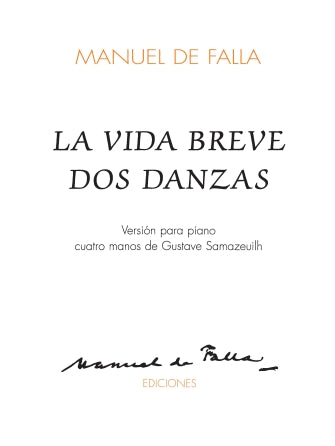 Falla: 2 Danzas Españolas from "La Vida Breve" (arr. for piano 4-hands)