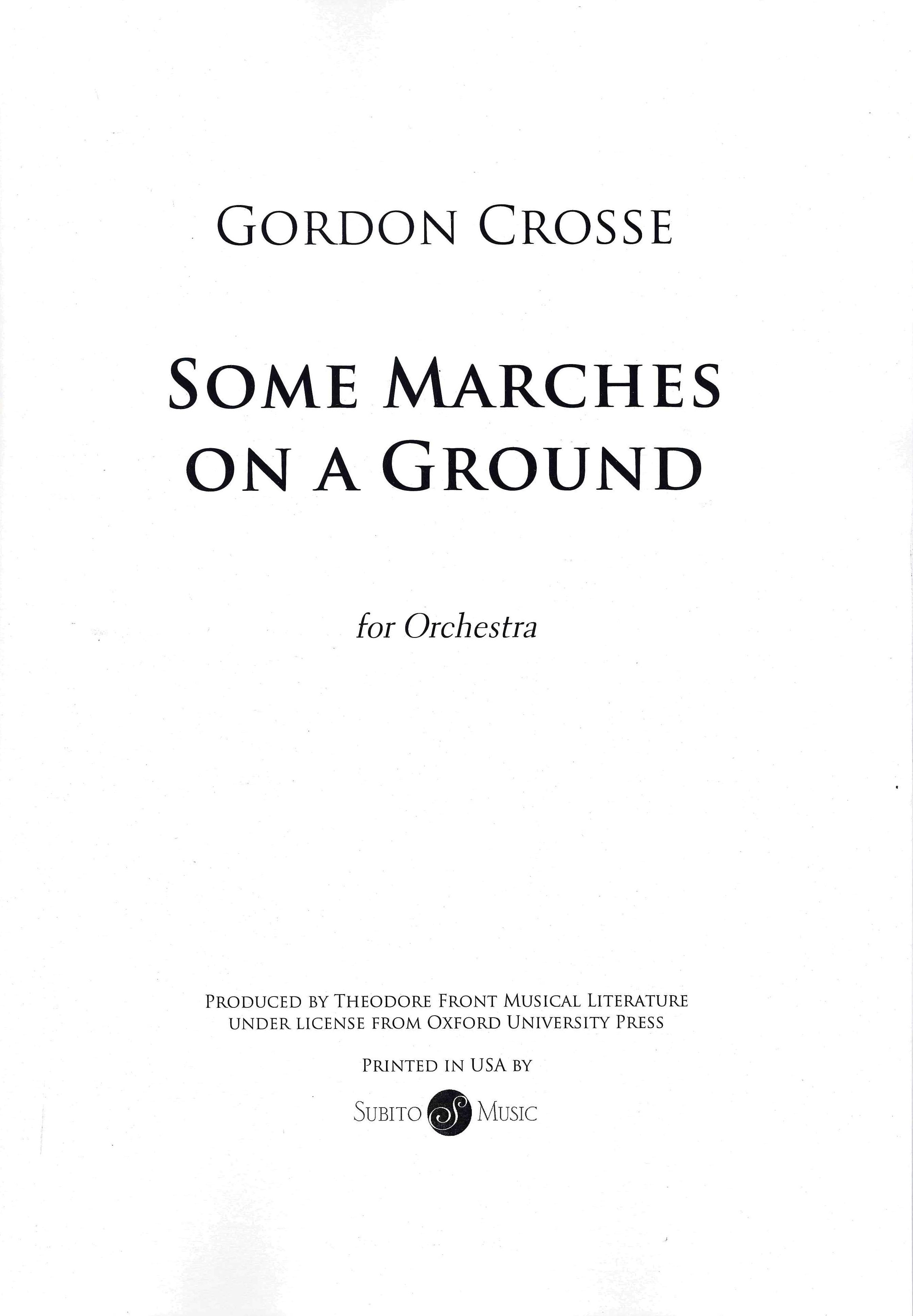 Crosse: Some Marches on a Ground – Ficks Music