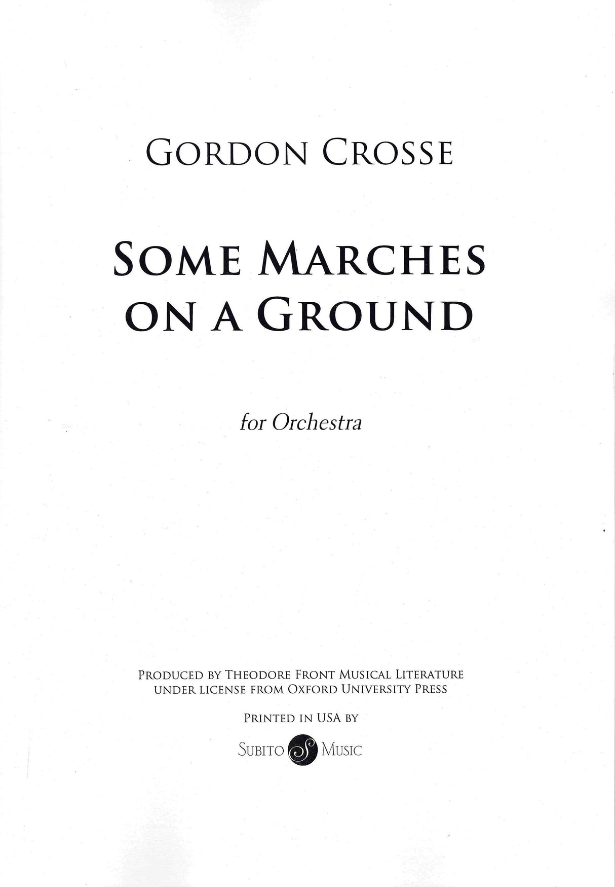 Crosse: Some Marches on a Ground