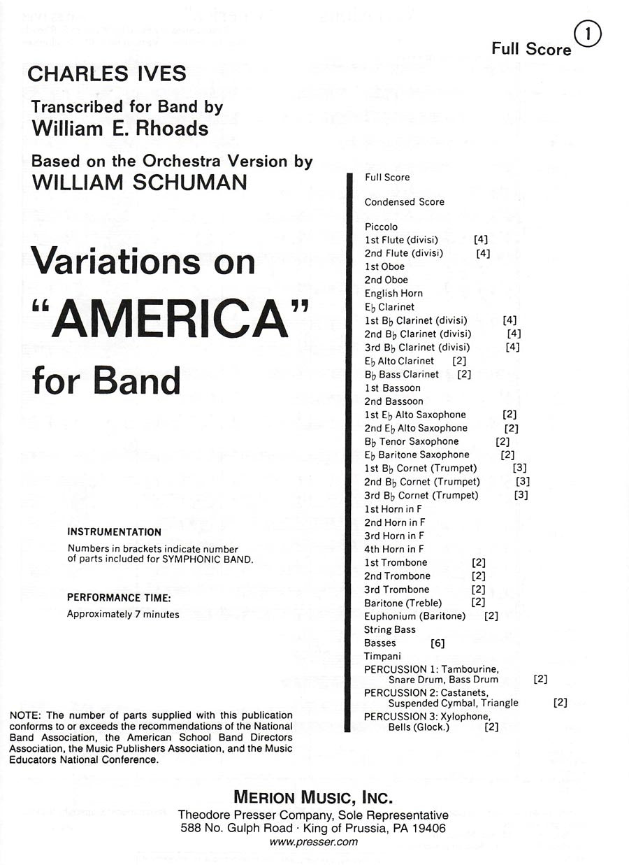 Ives: Variations on "America" (arr. for band)