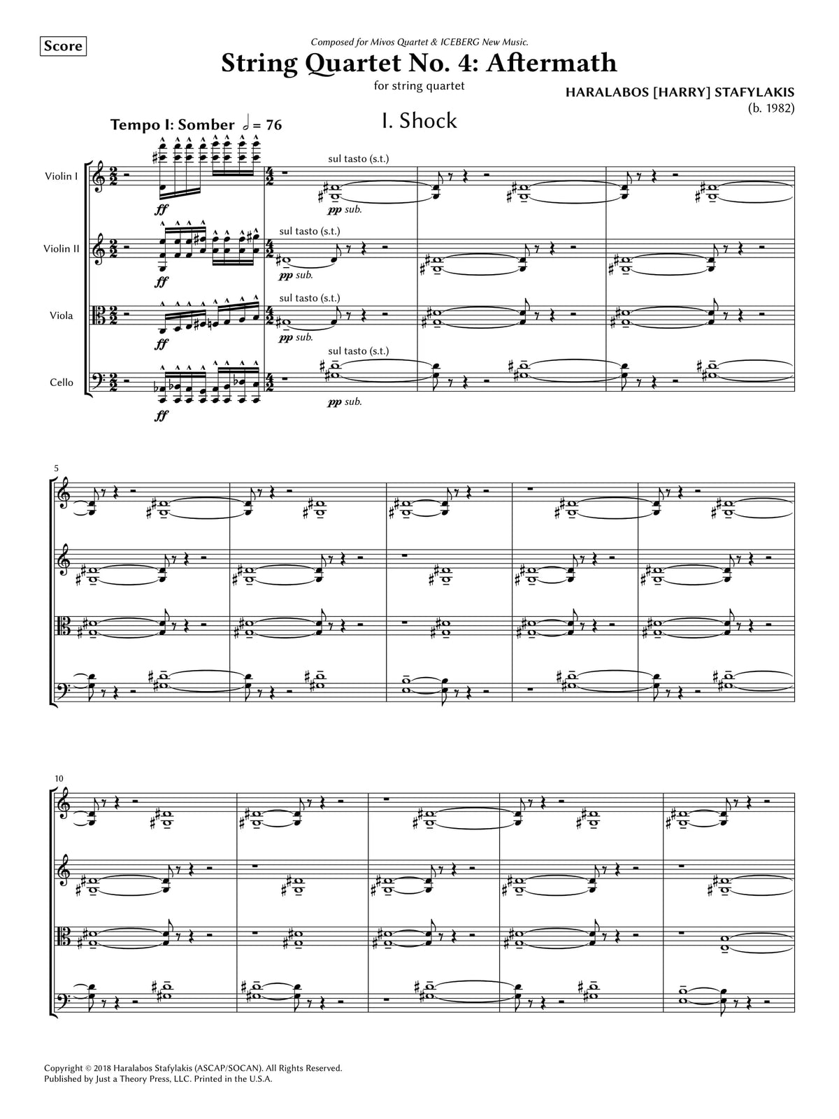 Stafylakis: String Quartet No. 4 ("Aftermath")