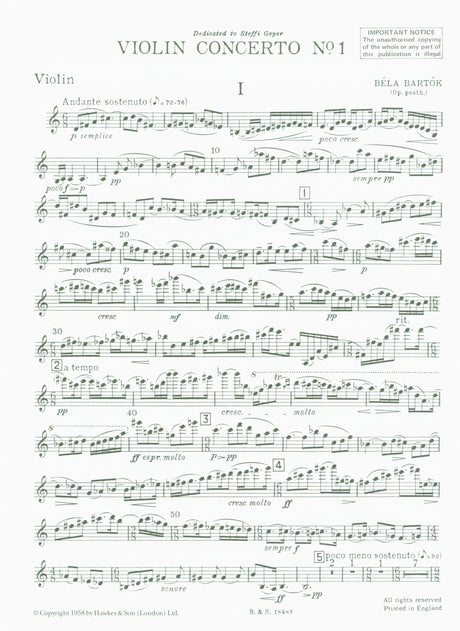 Bartók: Violin Concerto No. 1, Op. posth.