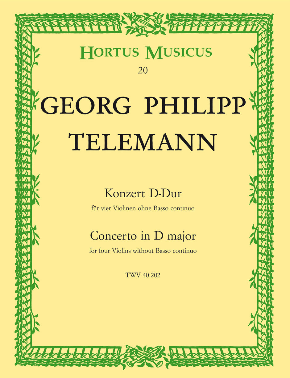 G・P TELEMANN QUATRE CONCERTOS 83 Telemann: Concerto for 4 Violins Without Bass, TWV 40:202 – Ficks