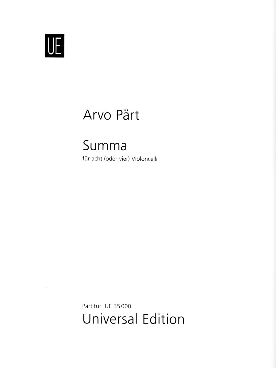 Pärt: Summa (for 8(4) cellos)