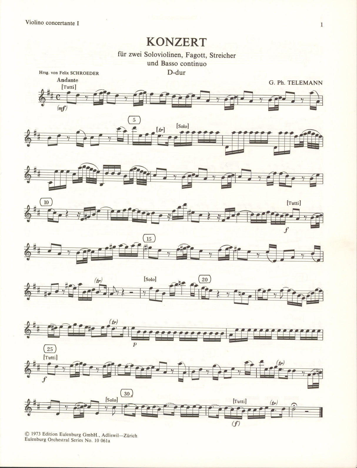 Telemann: Concerto for 2 Violins, Bassoon and String Orchestra, TWV 53:D4