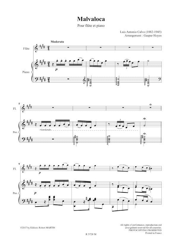 Calvo: Malvaloca (arr. for flute & piano)