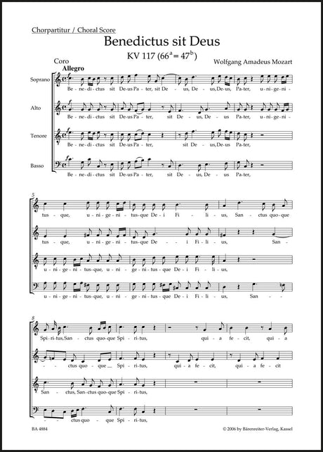 Mozart: Benedictus sit Deus, K. 117 (66a=47b)