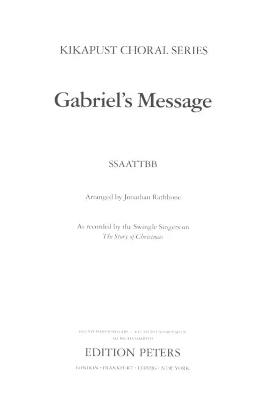 Gabriel's Message (arr. for SSAATTBB Choir)