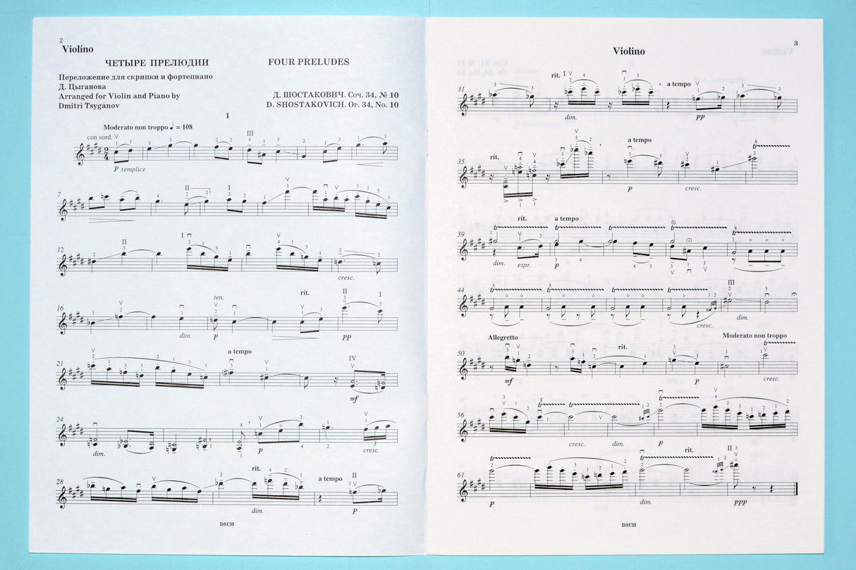 Shostakovich: 4 Preludes, Op. 34 (arr. for violin & piano)
