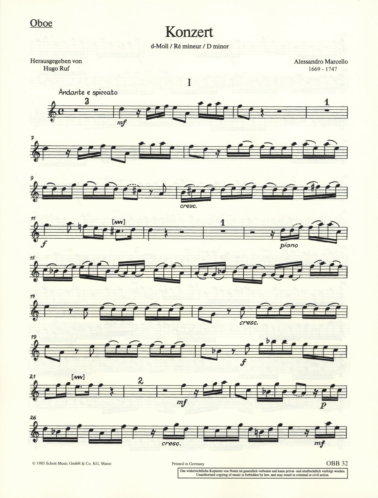 A. Marcello: Oboe Concerto in D Minor