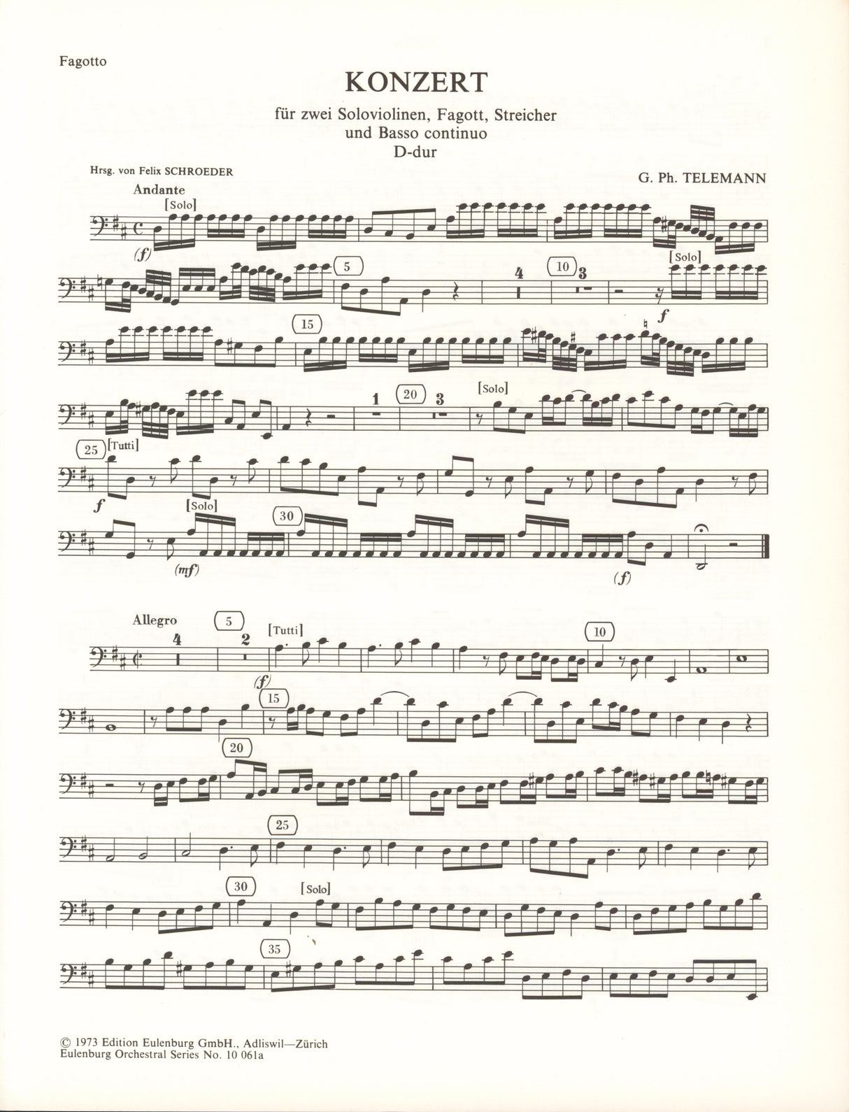 Telemann: Concerto for 2 Violins, Bassoon and String Orchestra, TWV 53:D4