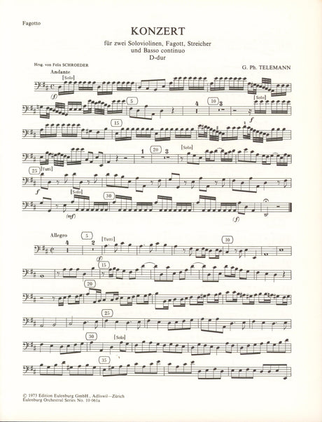 Telemann: Concerto for 2 Violins, Bassoon and String Orchestra, TWV 53:D4