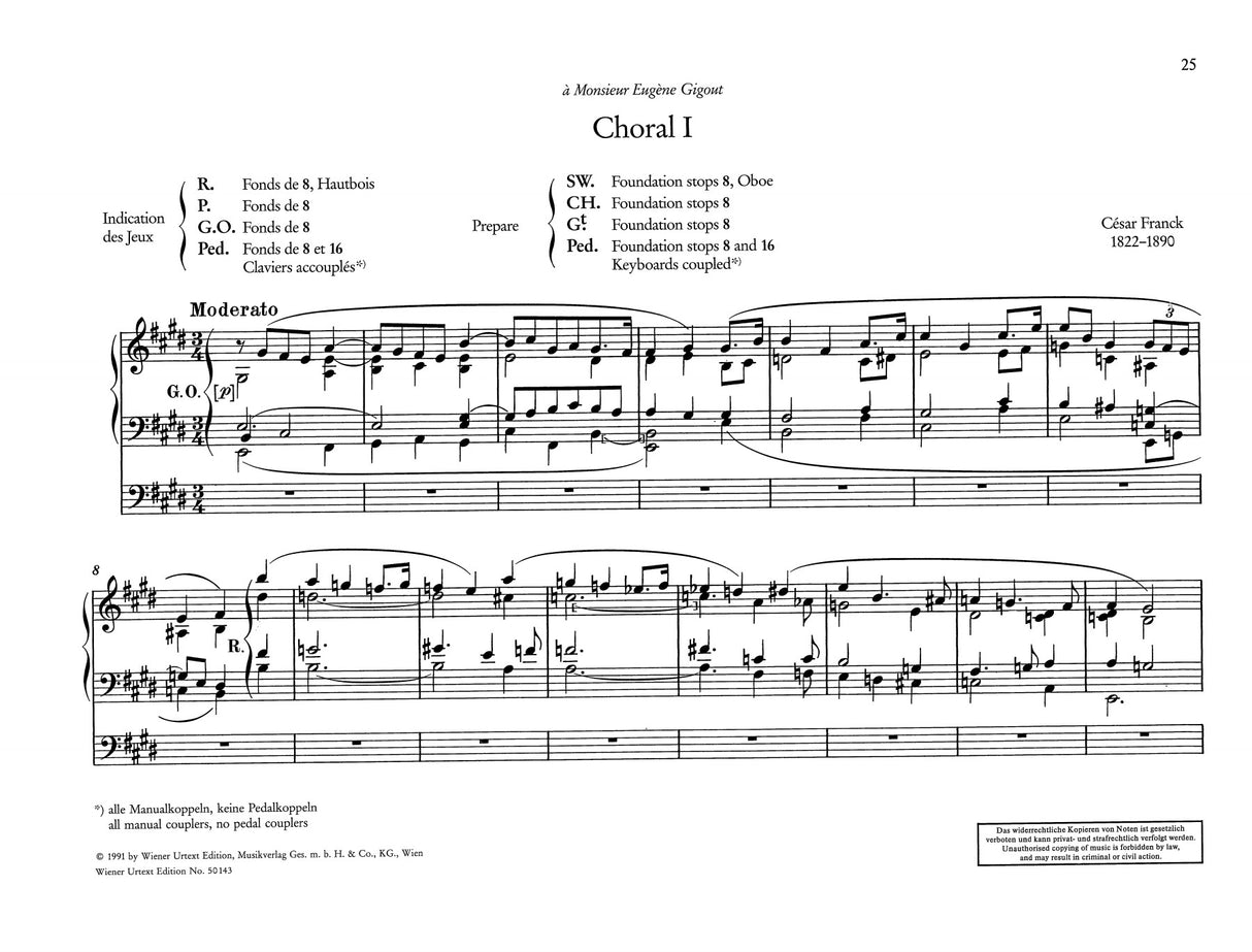 Franck: 3 Chorals Pour Grand Orgue