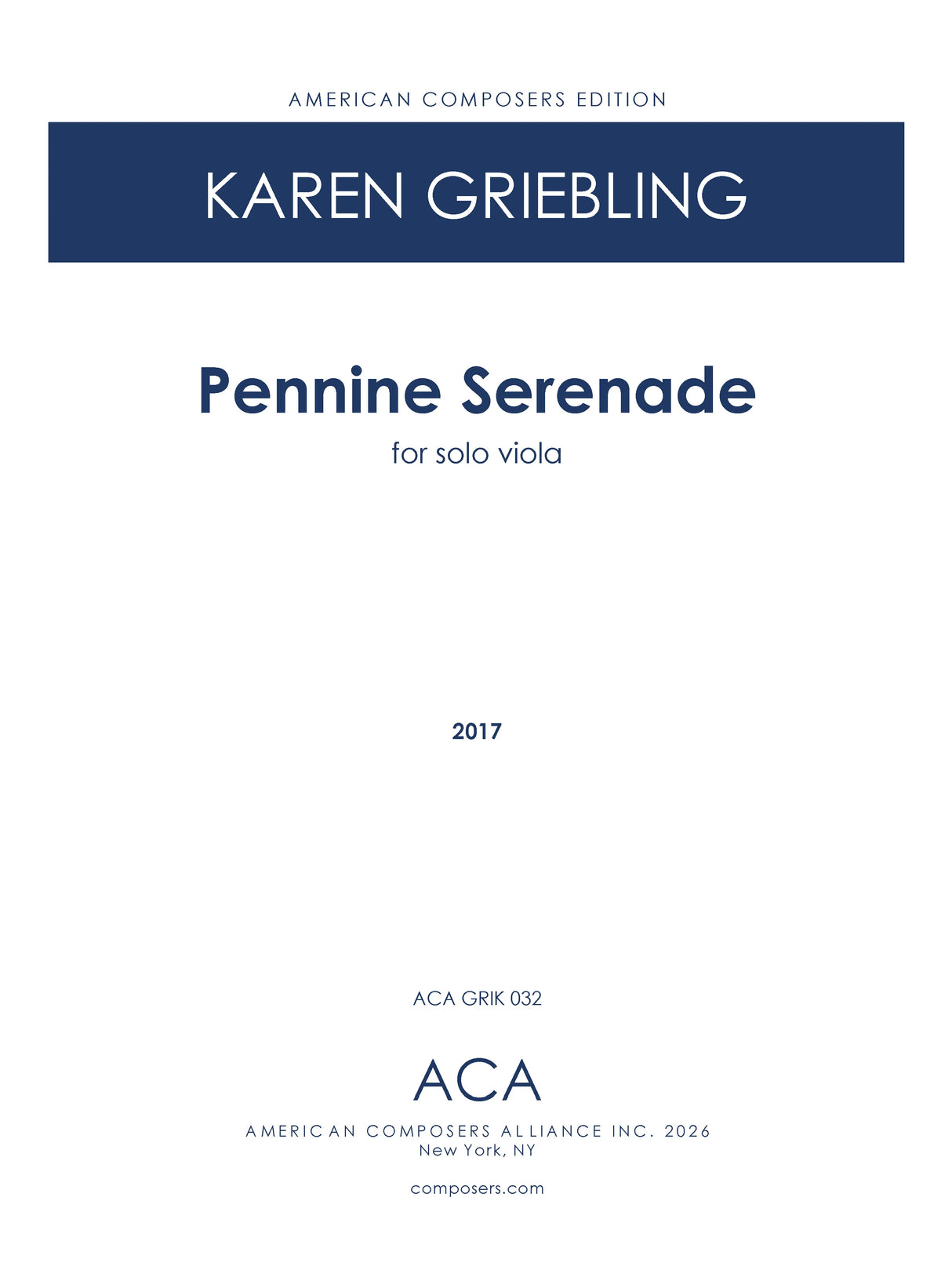 Griebling: Pennine Serenade