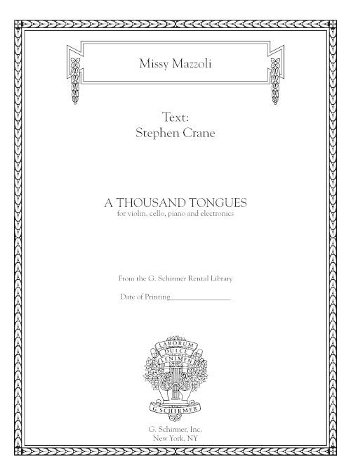 Mazzoli: A Thousand Tongues (Version for Piano Trio & Electronics)