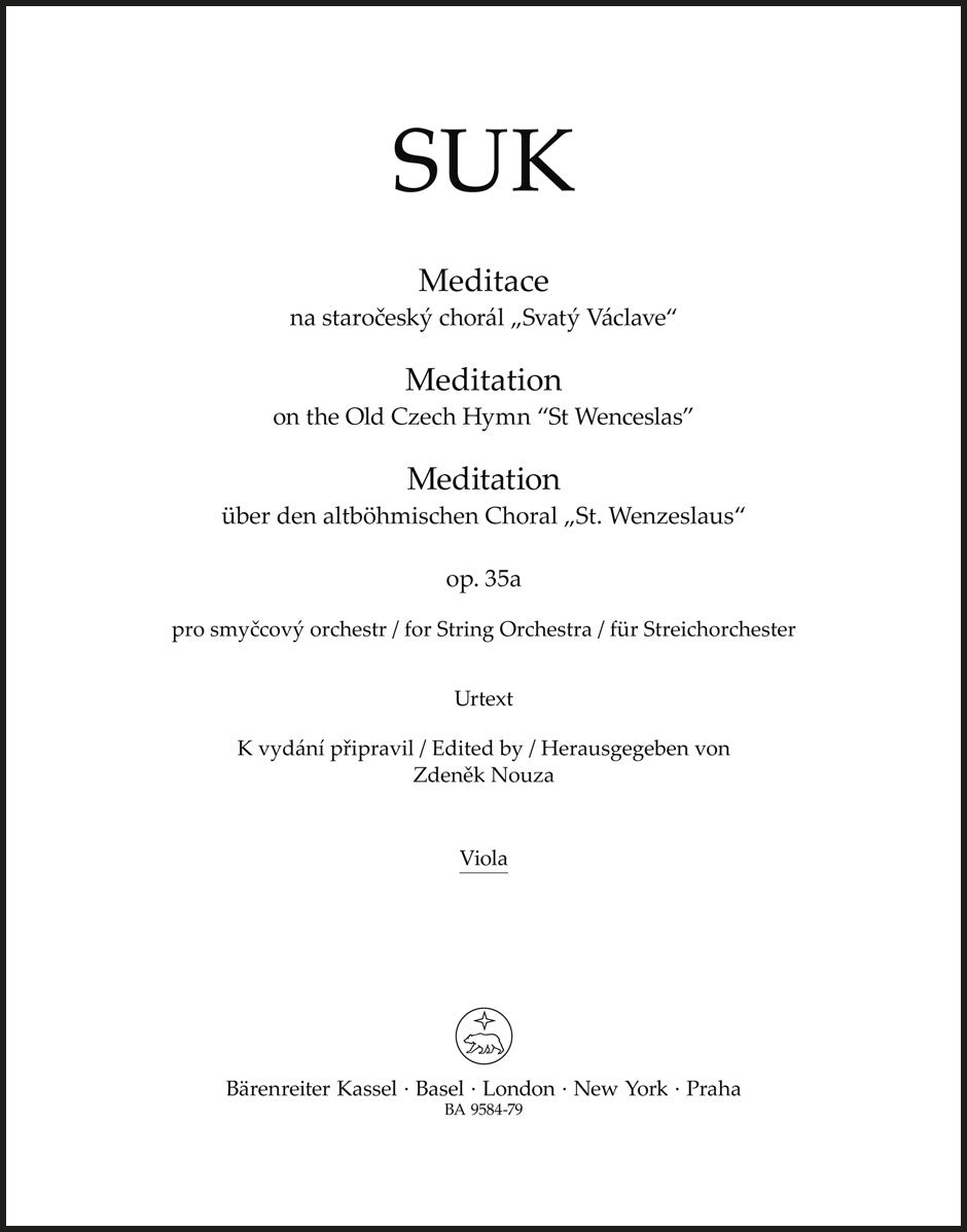 Suk: Meditation on the Czech Hymn "St. Wenceslas", Op. 35a