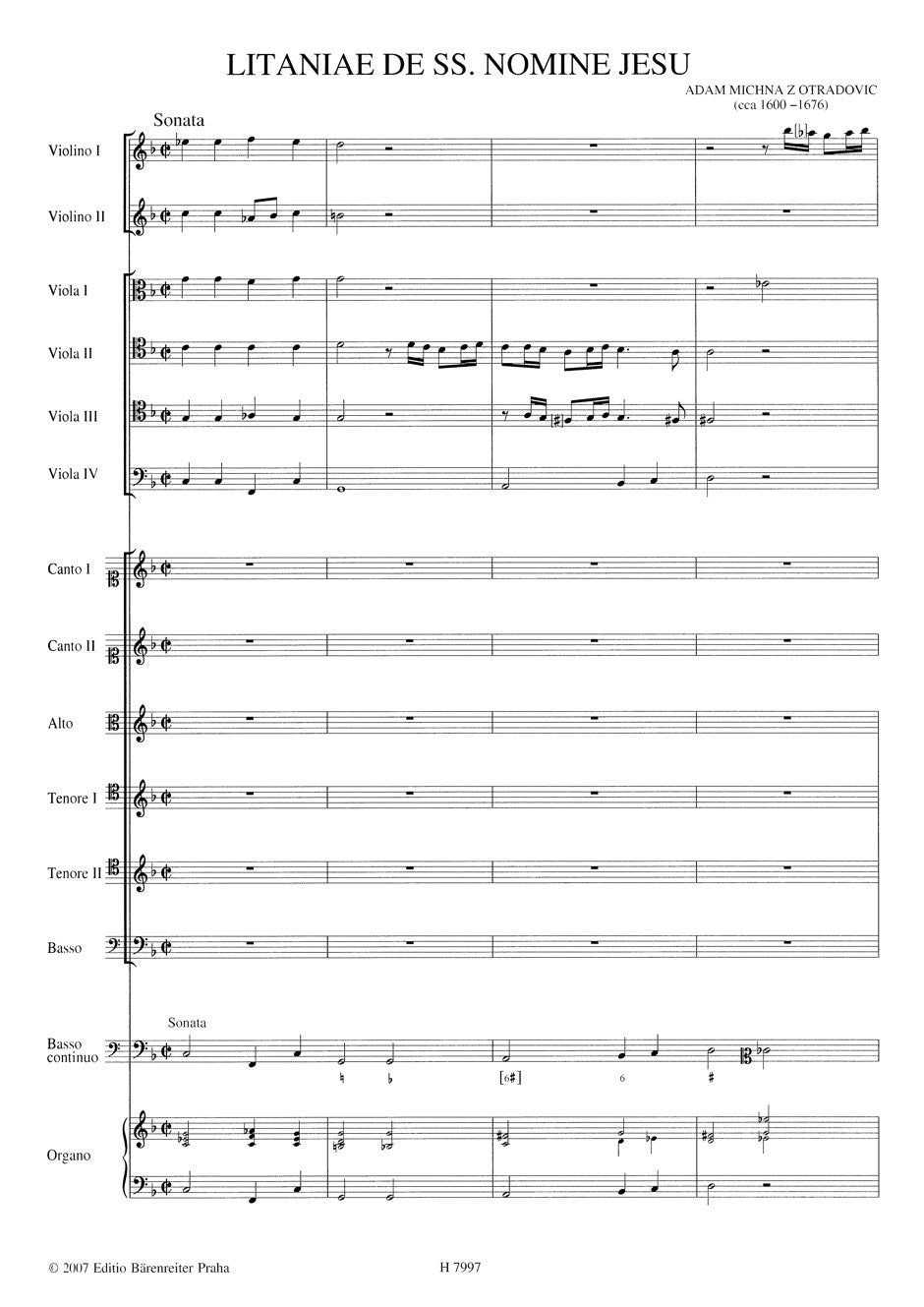 Michna: Sacra et litaniae - Litaniae de SS. nomine Jesu, Litaniae B.M.V., Te Deum