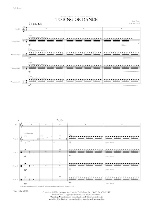 Tower: To Sing or Dance (for violin and percussion quartet)