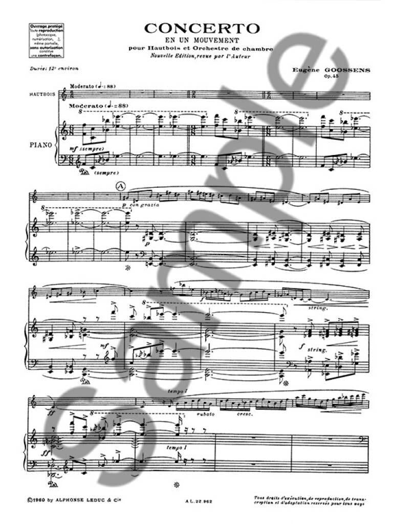 Goossens: Oboe Concerto in One Movement, Op. 45 – Ficks Music