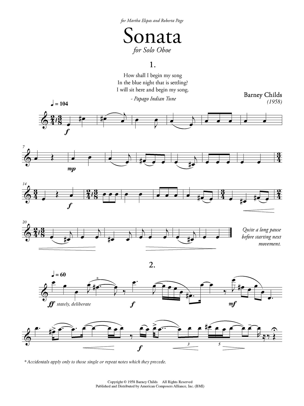 Oboe Works by American Composers