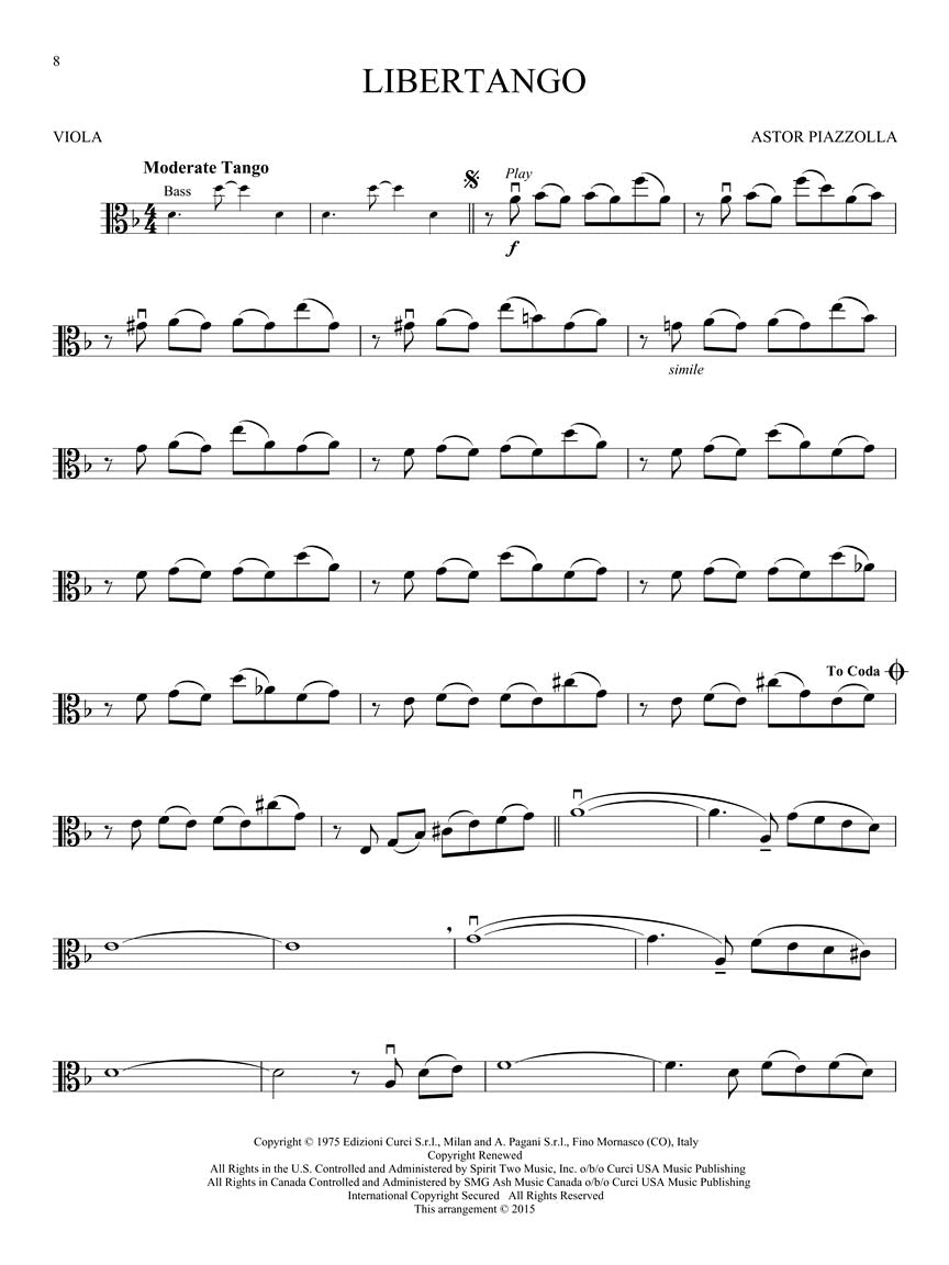 Piazzolla Tangos for Viola