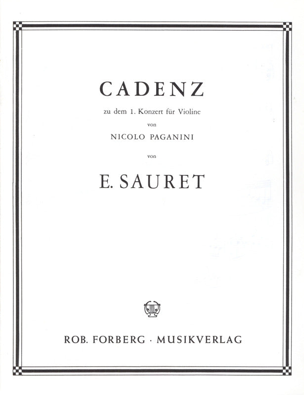 Sauret: Cadenza for Paganini's Violin Concerto No. 1 – Ficks Music