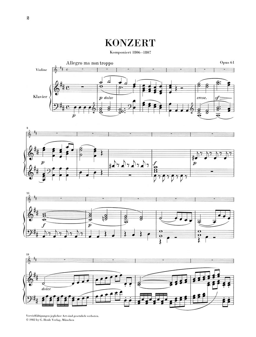 Beethoven Konzert in D op. 61 スコア Beethoven: Violin Concerto in D Major, Op. 61 – Ficks Music