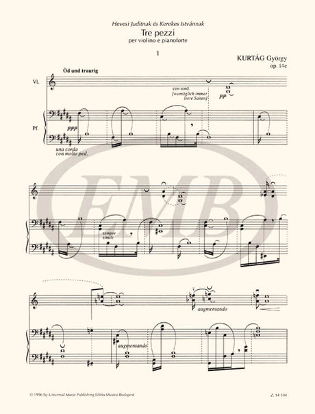 Kurtág: Tre Pezzi, Op. 14e