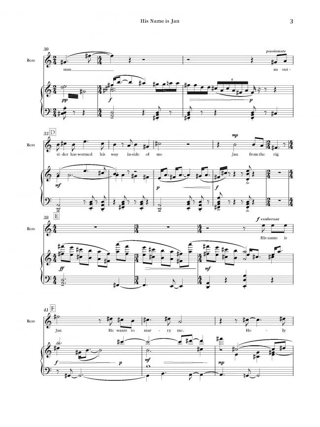 Mazzoli: His Name is Jan (Version for Soprano & Piano)