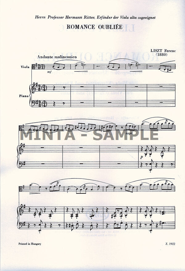 Liszt: Romance oubliée (arr. for viola/clarinet & piano)