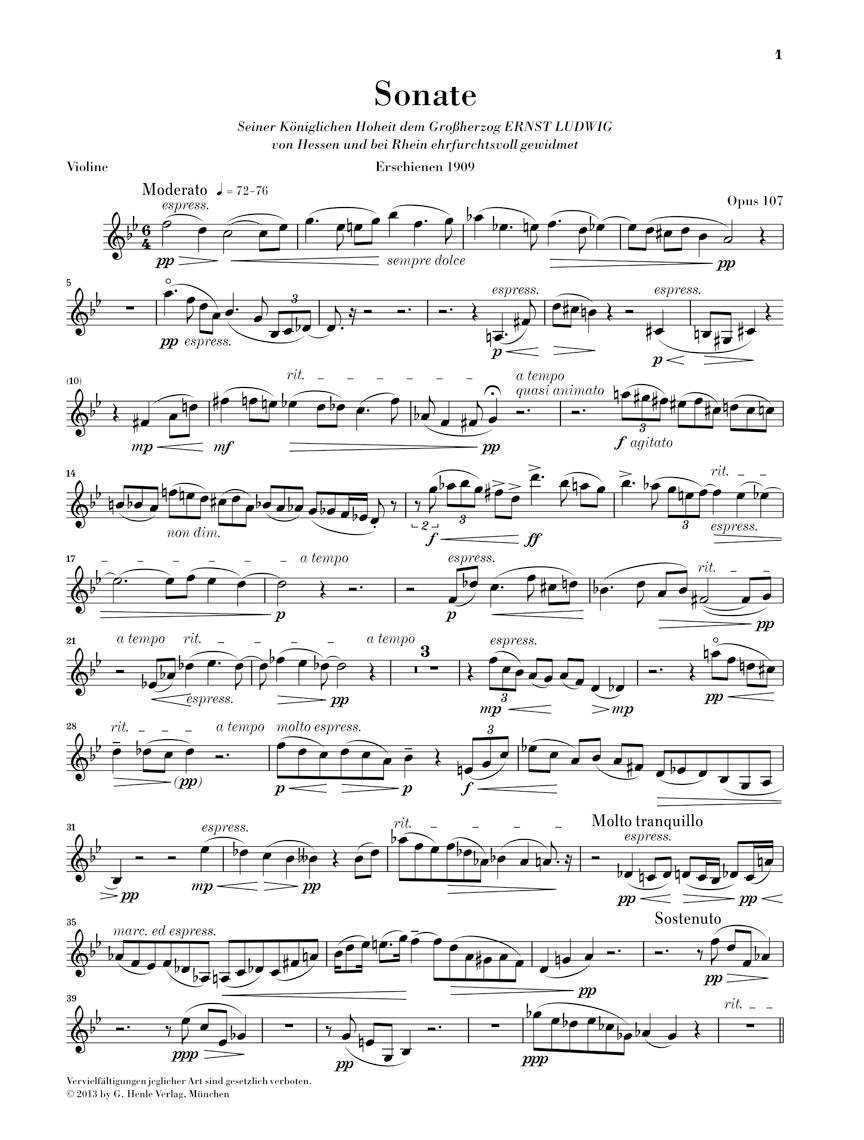 Reger: Clarinet Sonata, Op. 107 (Version for Violin) – Ficks Music