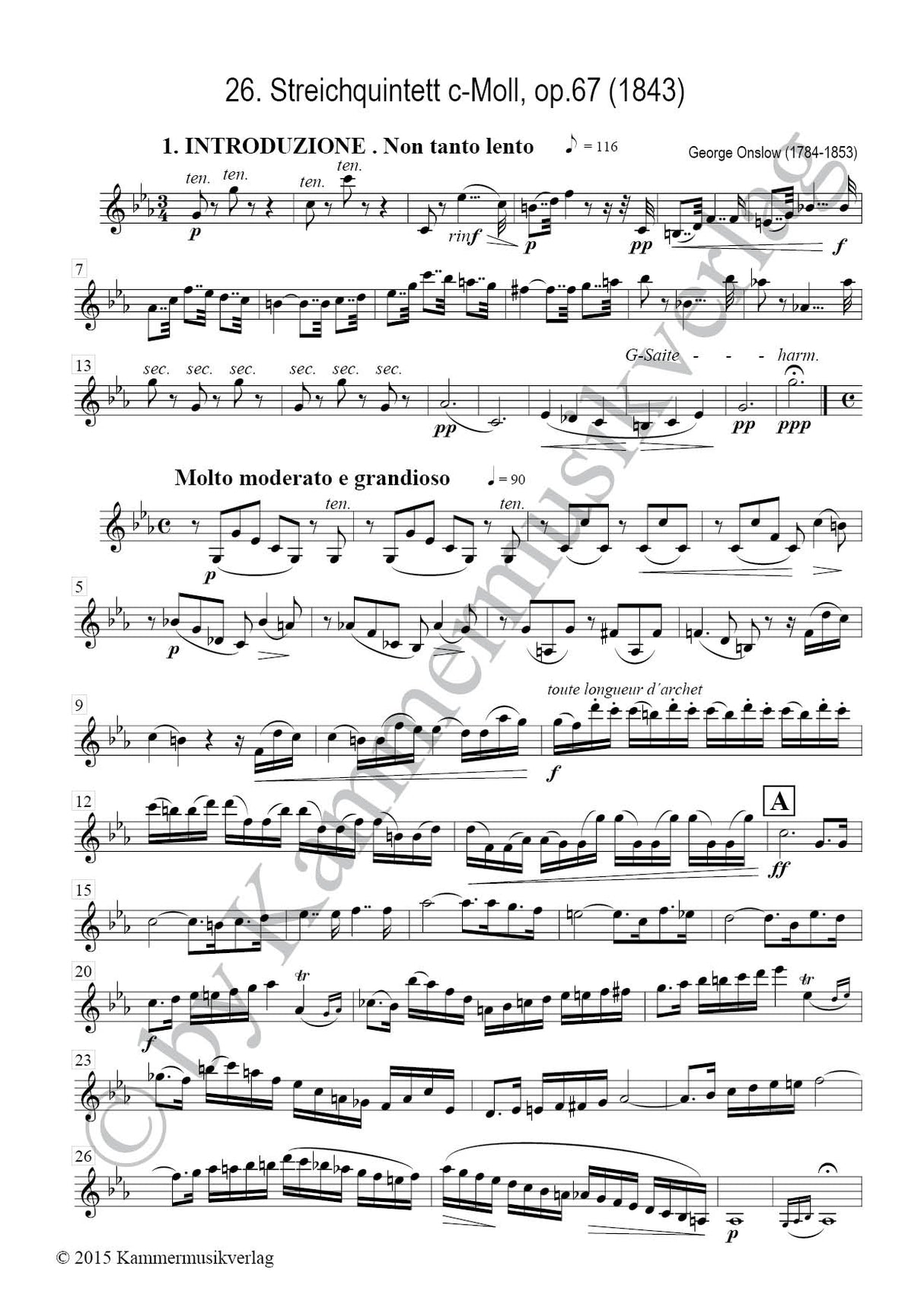 Onslow: String Quintet No. 26 in C Minor, Op. 67