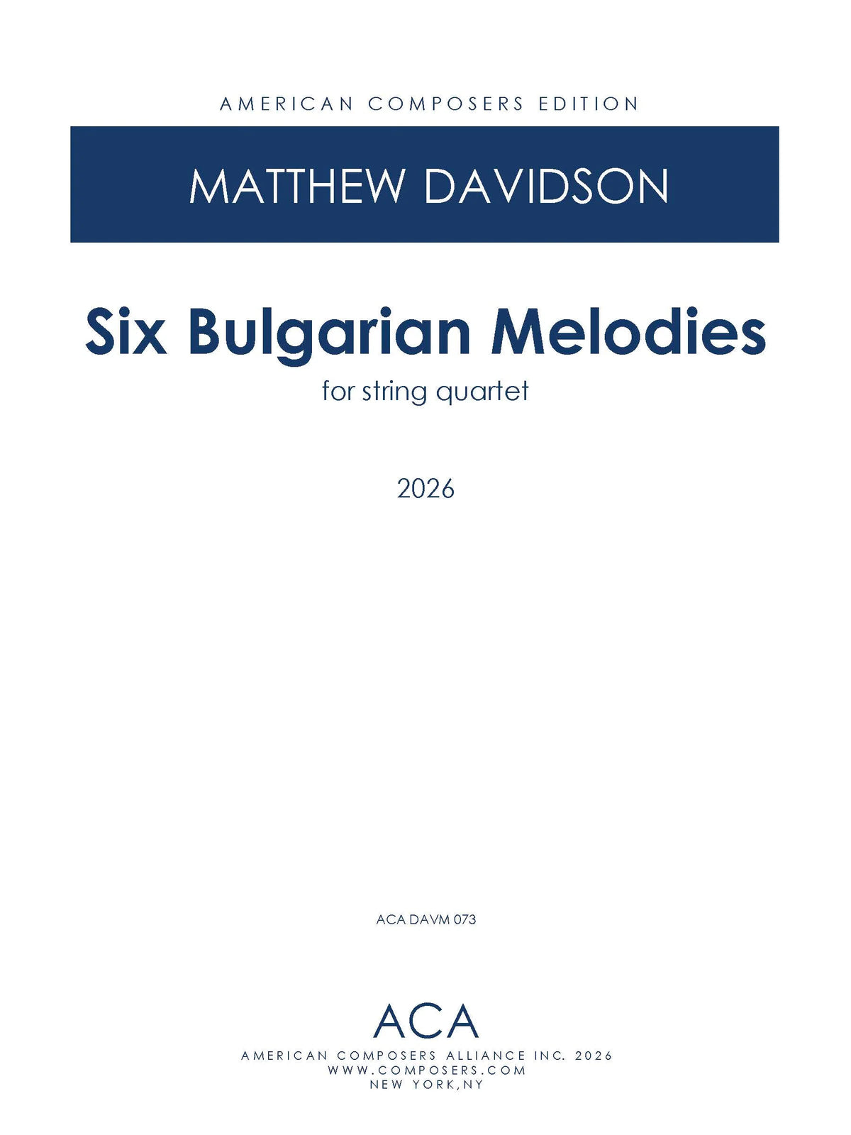 Davidson: 6 Bulgarian Melodies