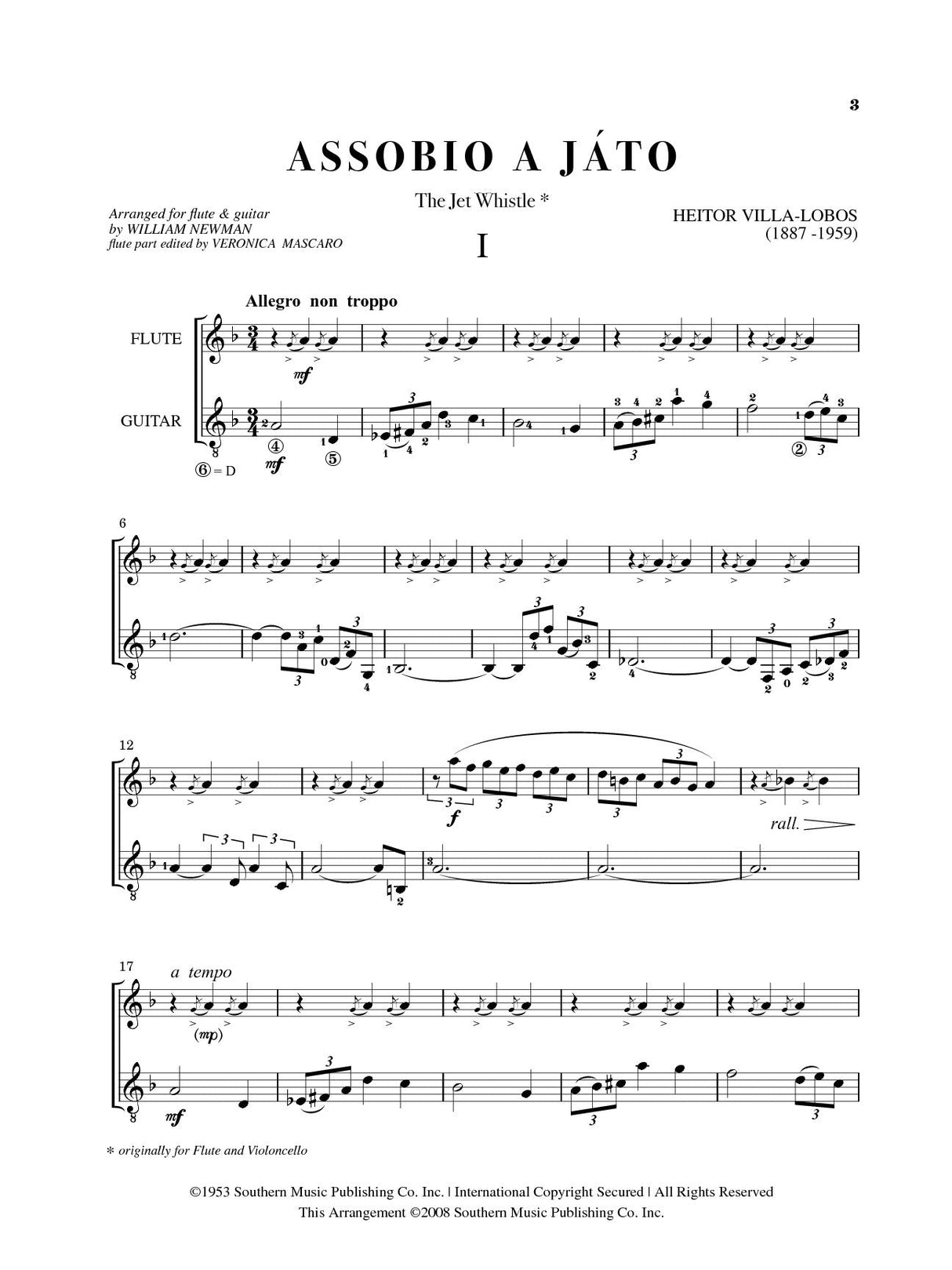 Villa-Lobos: Assobio a Jato (arr. for flute & guitar)