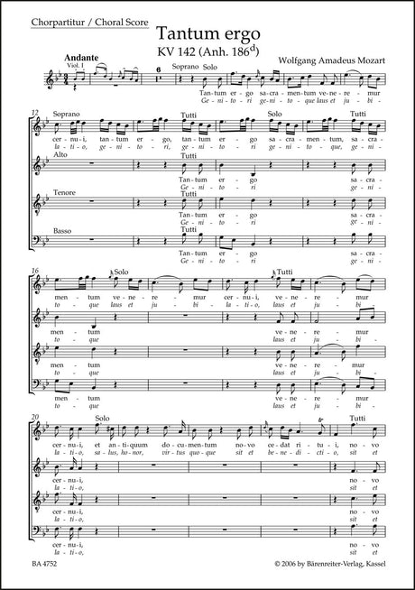 Mozart: Tantum ergo in B-flat Major, K. 142 (Anh. 186d)