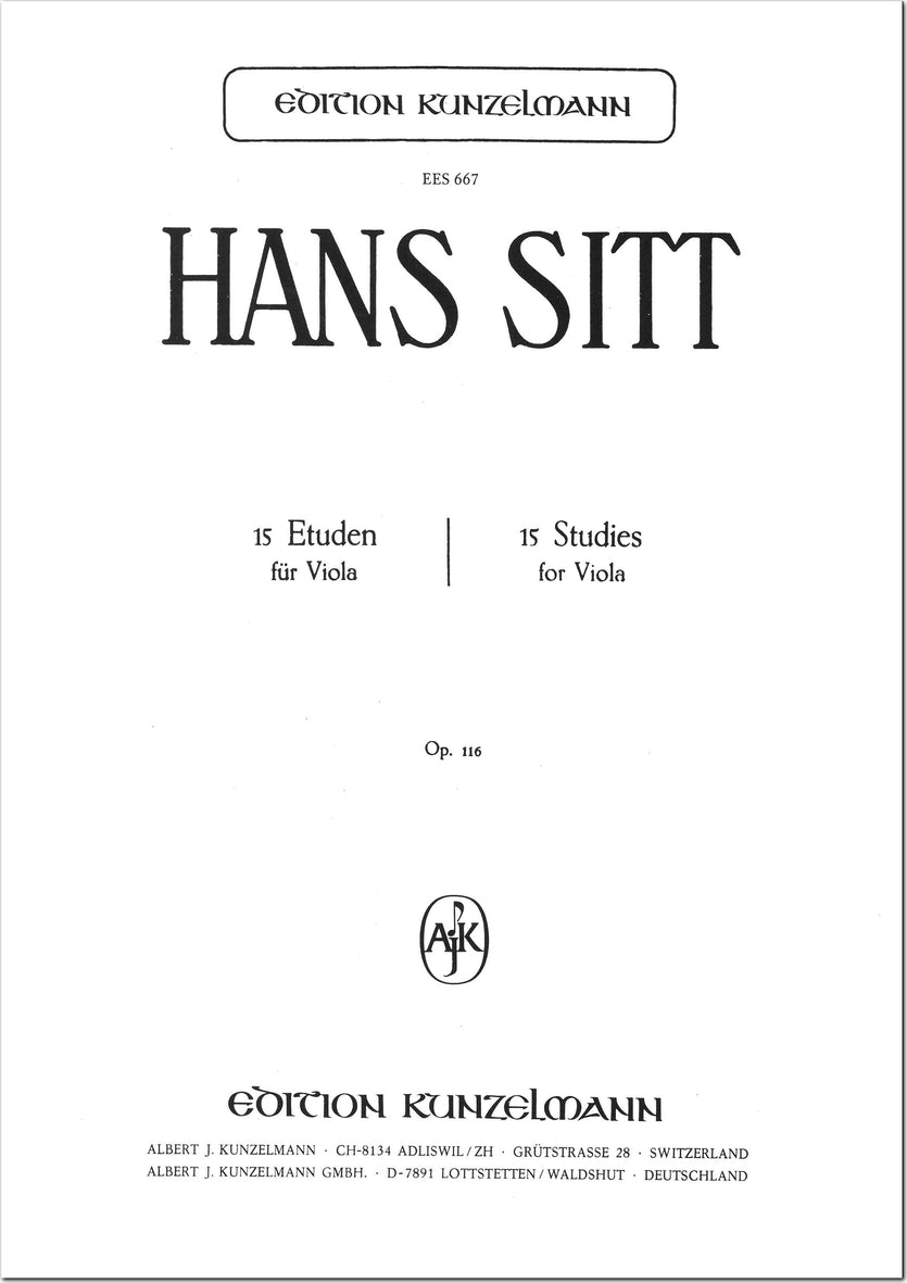 Sitt: 15 Etudes, Op. 116
