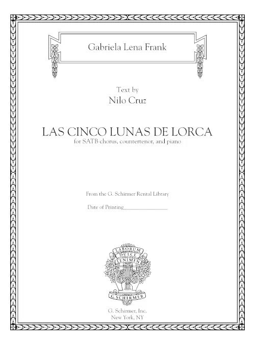 Frank: Las cinco lunas de Lorca (Version for Countertenor, SATB Choir, & Piano)