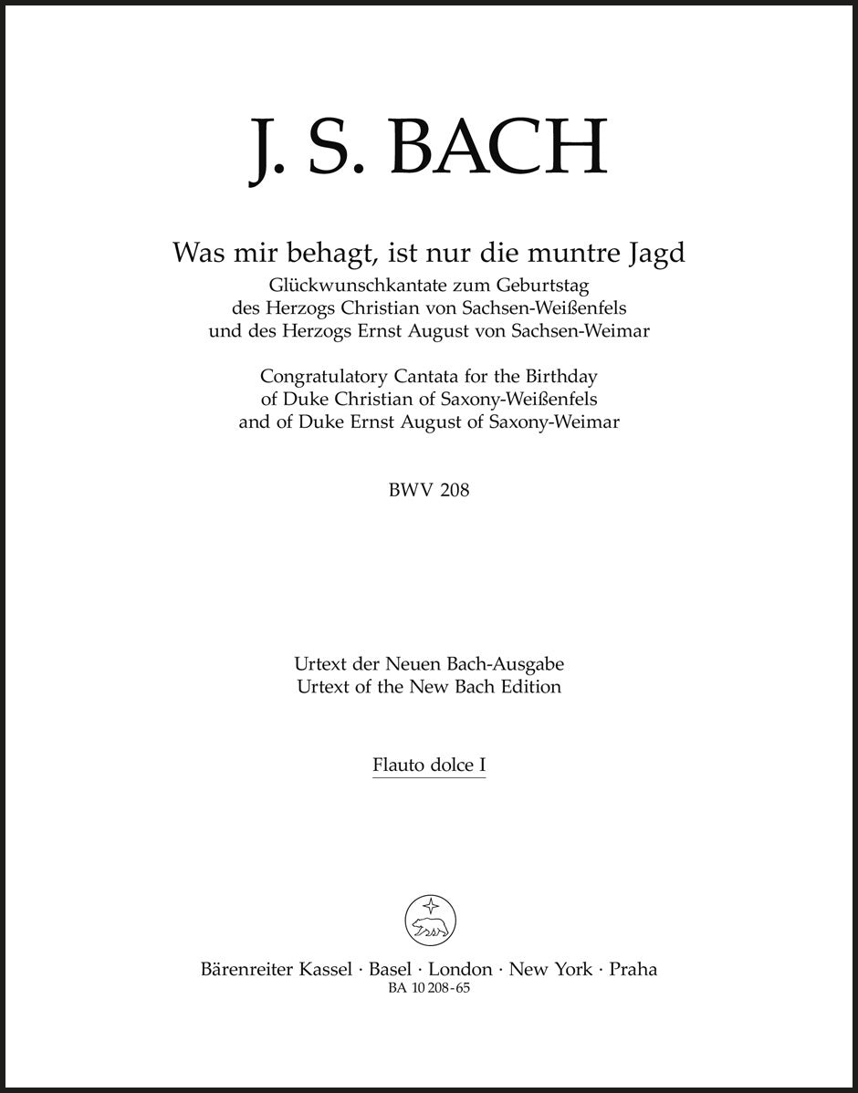 Bach: Was mir behagt, ist nur die muntre Jagd, BWV 208