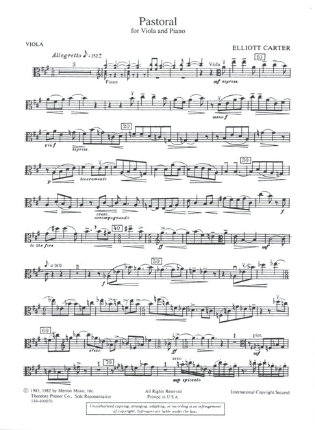 Carter: Pastoral for Viola & Piano