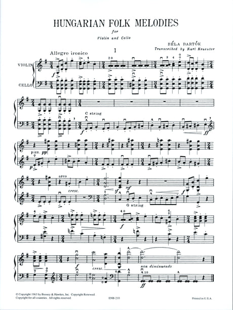 Bartók: Hungarian Folk Melodies