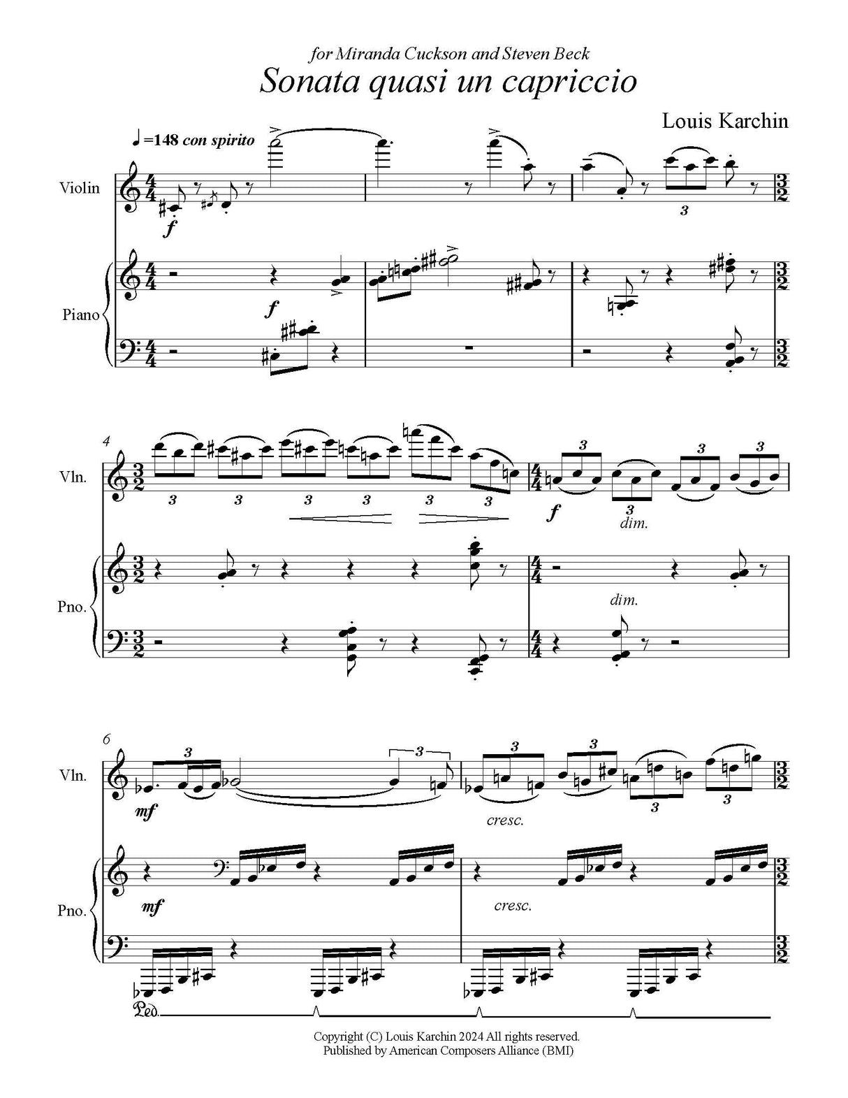 Karchin: Sonata quasi un capriccio