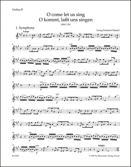 Handel: O come let us sing, HWV 253