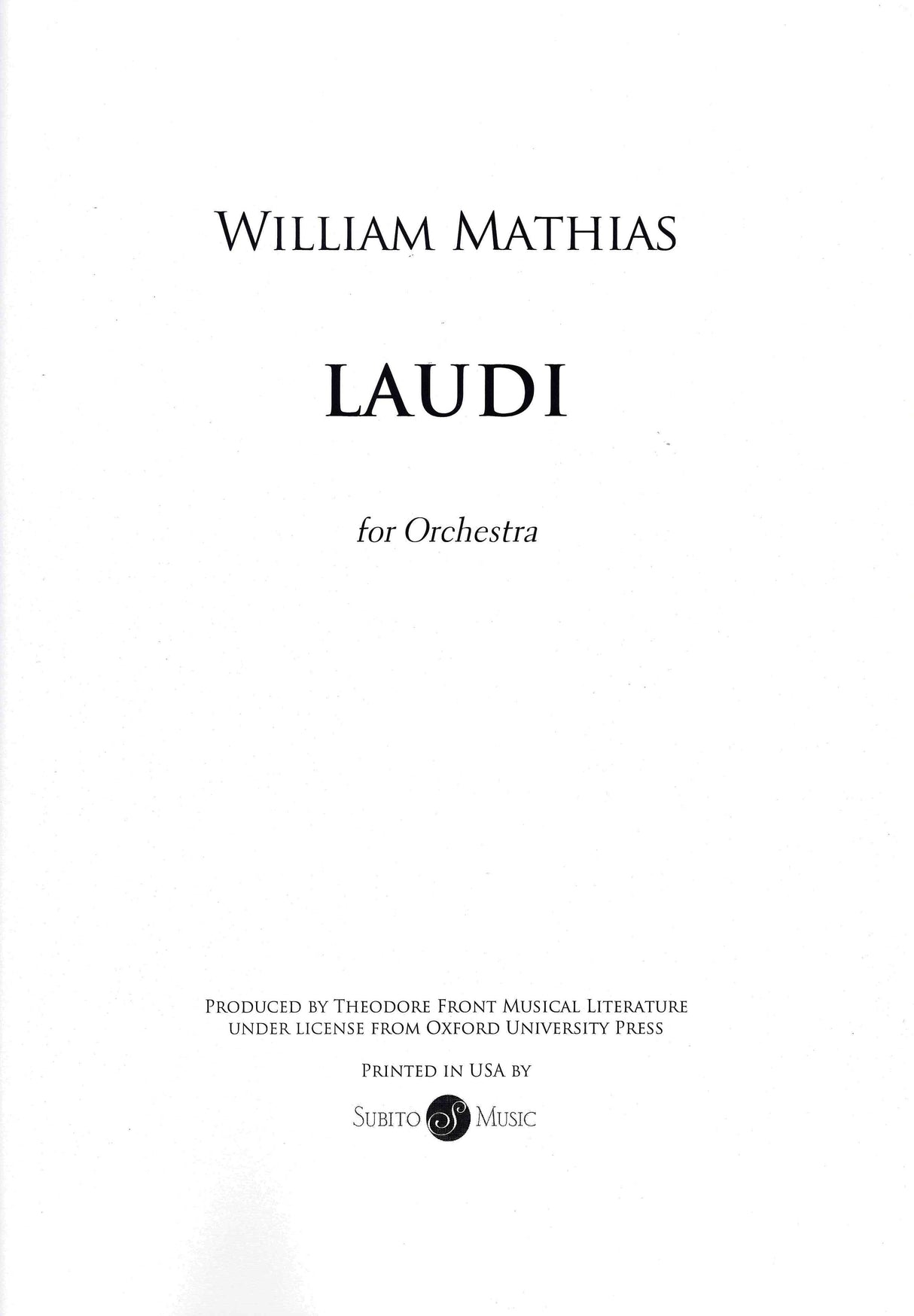 Mathias: Laudi, Op. 62