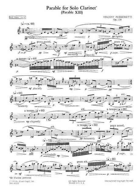 Persichetti: Parable XIII for Solo Clarinet, Op. 126