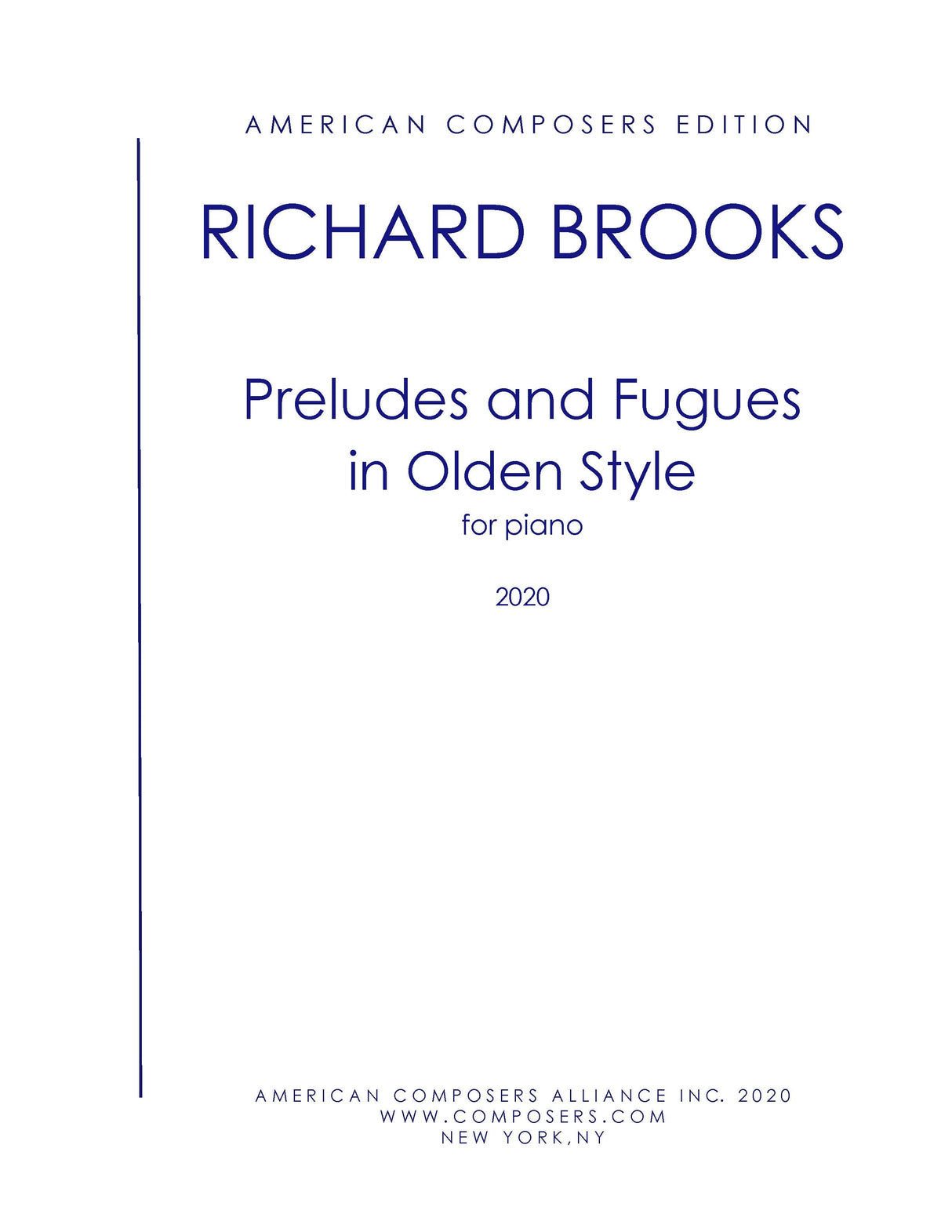 Brooks: Preludes and Fugues in Olden Style