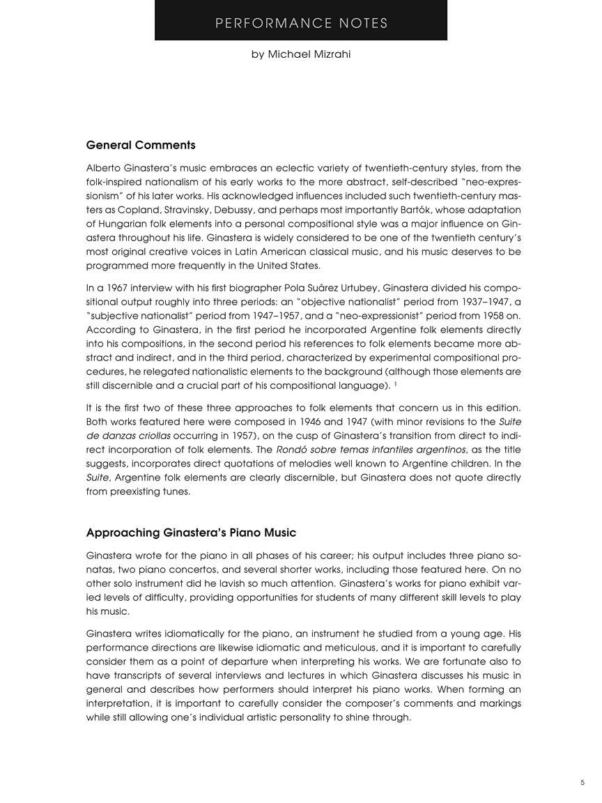 Ginastera: Suite de danzas criollas, Op. 15 and Rondó sobre temas infantiles argentinos, Op. 19