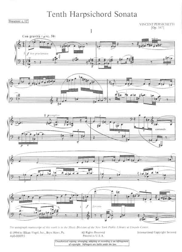 Persichetti: Harpsichord Sonata No. 10, Op. 167