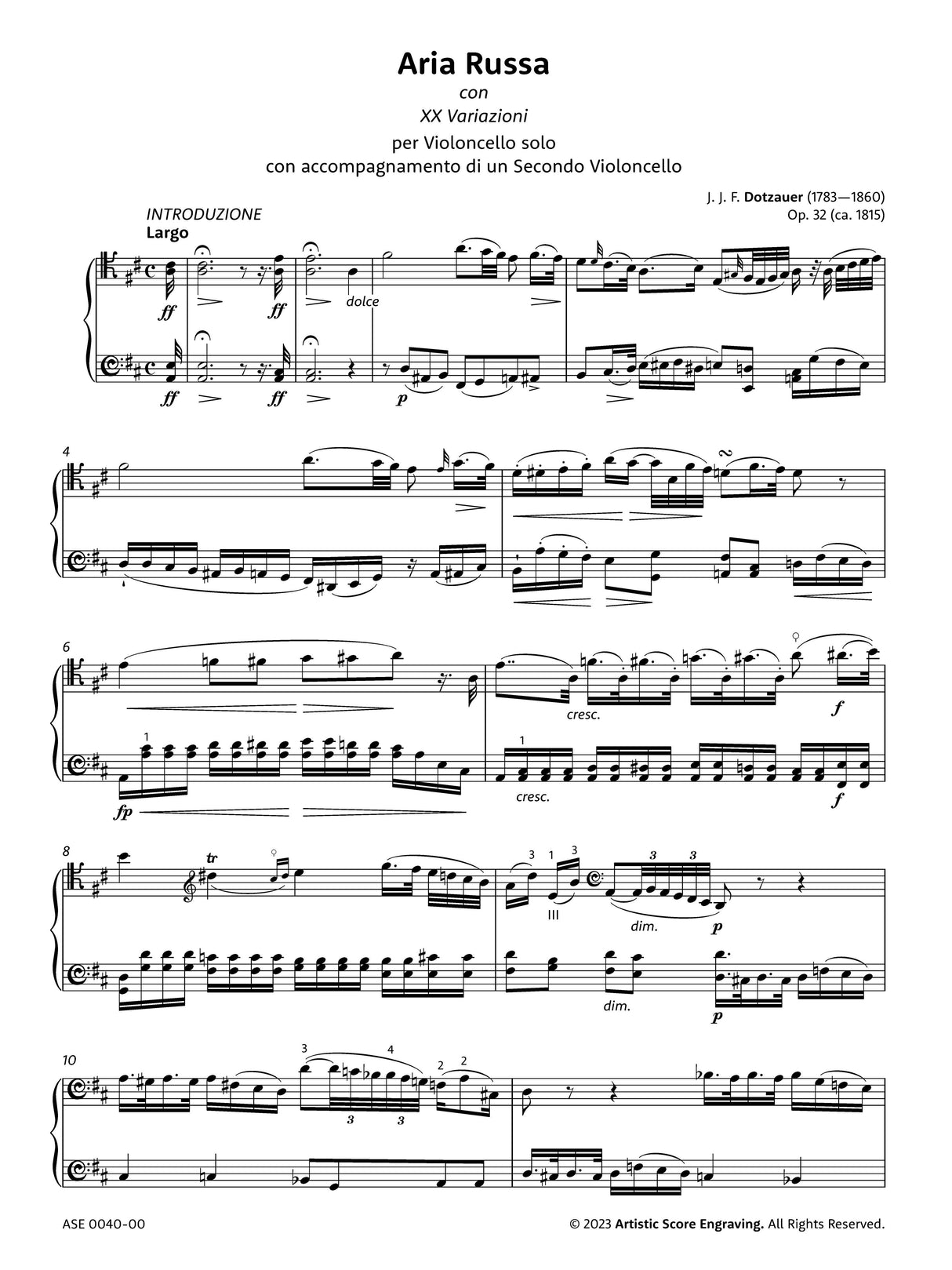 Dotzauer: Aria Russa con 20 Variazioni, Op. 32