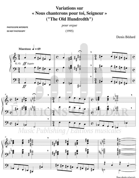 Bédard: Variations on "Nous chanterons pour toi, Seigneur" ("The Old Hundreth")