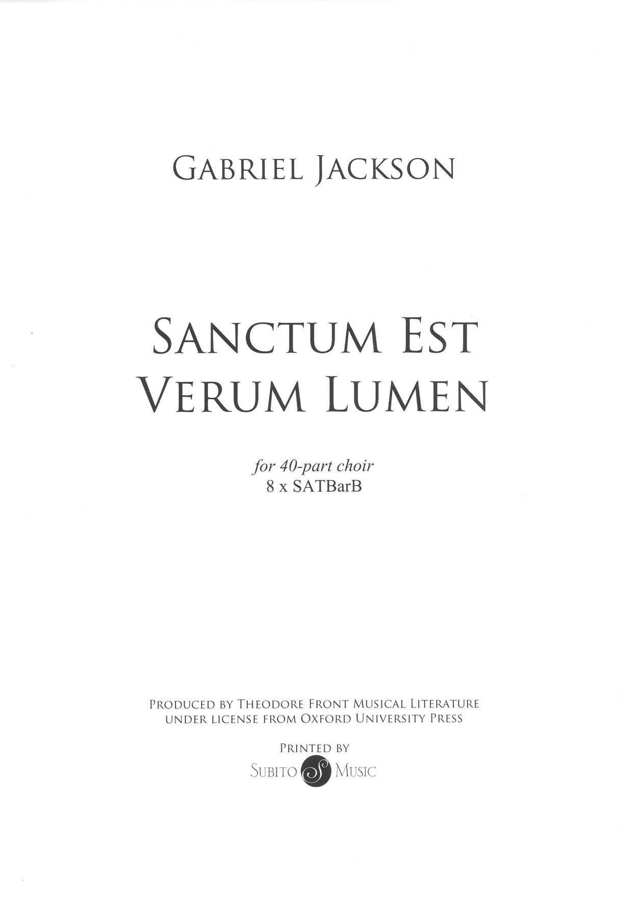 G. Jackson: Sanctum est verum lumen